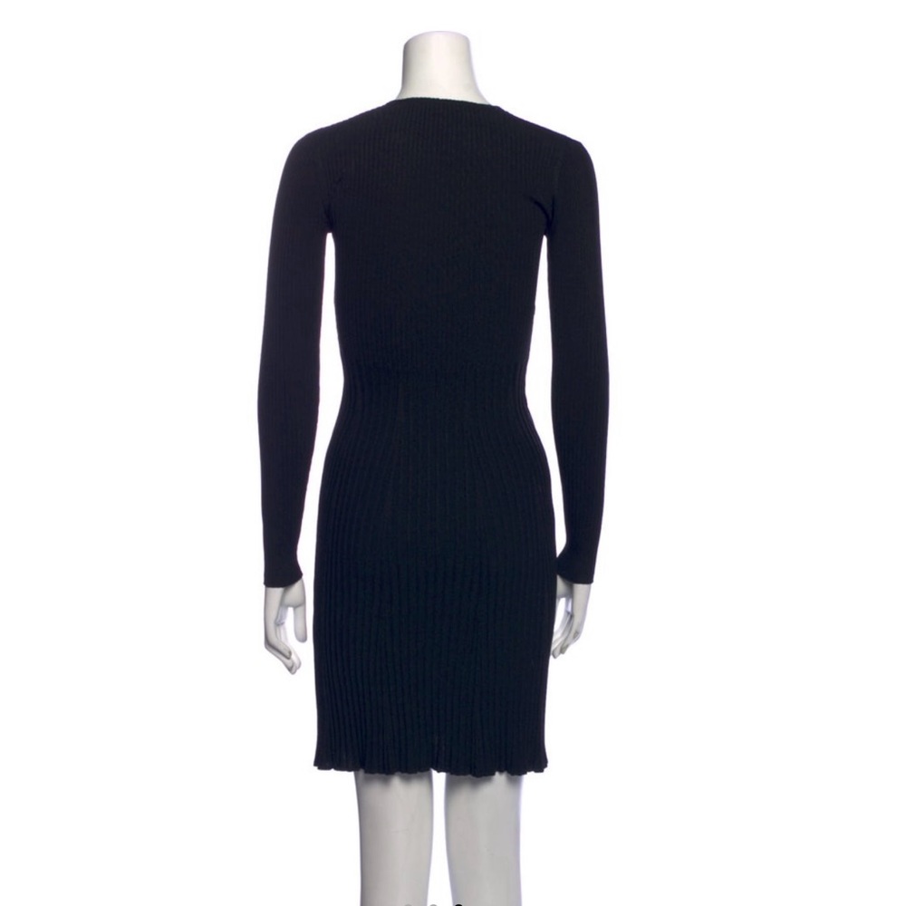 Sandro Black Ribbed Knit Dress with Lacing Detail - Picture 3 of 7